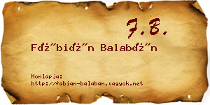 Fábián Balabán névjegykártya